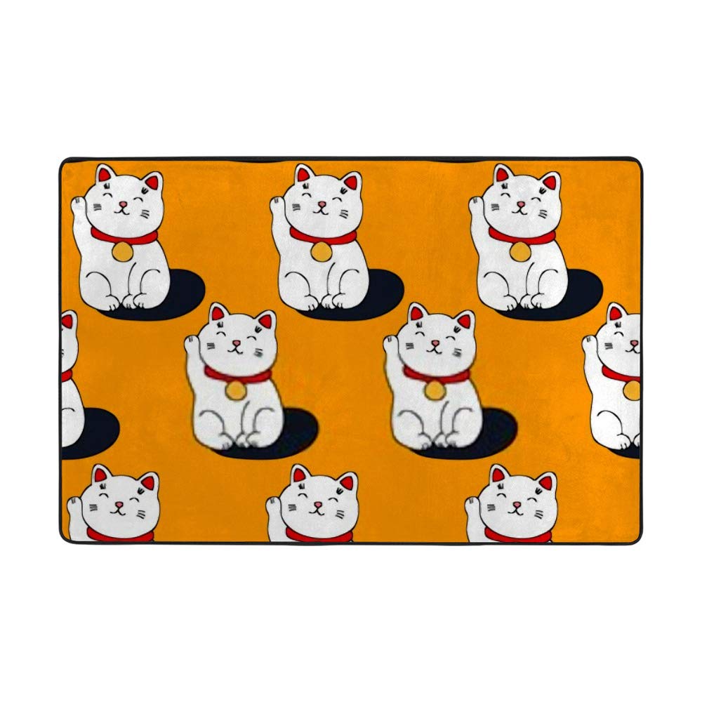 Maneki Neko grand tapis de salon en velours corail doux 180x120cm