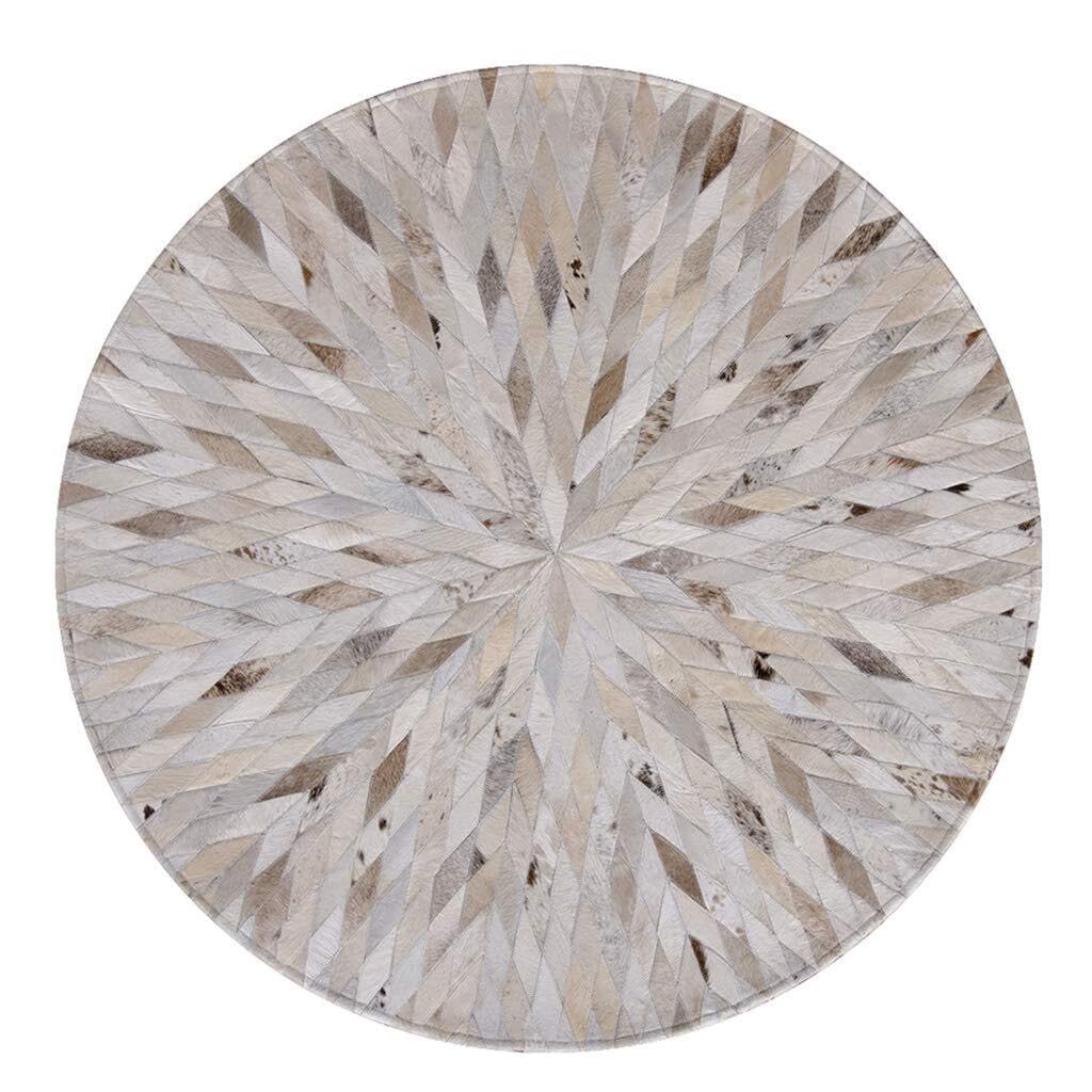Tapis en peau de vache naturelle de luxe rond 160 cm en cuir écologique épais