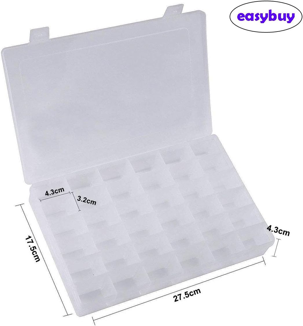 36-Compartment Crafts Box, Clear Adjustable Jewelry Bead Organizer Box Storage Container Case