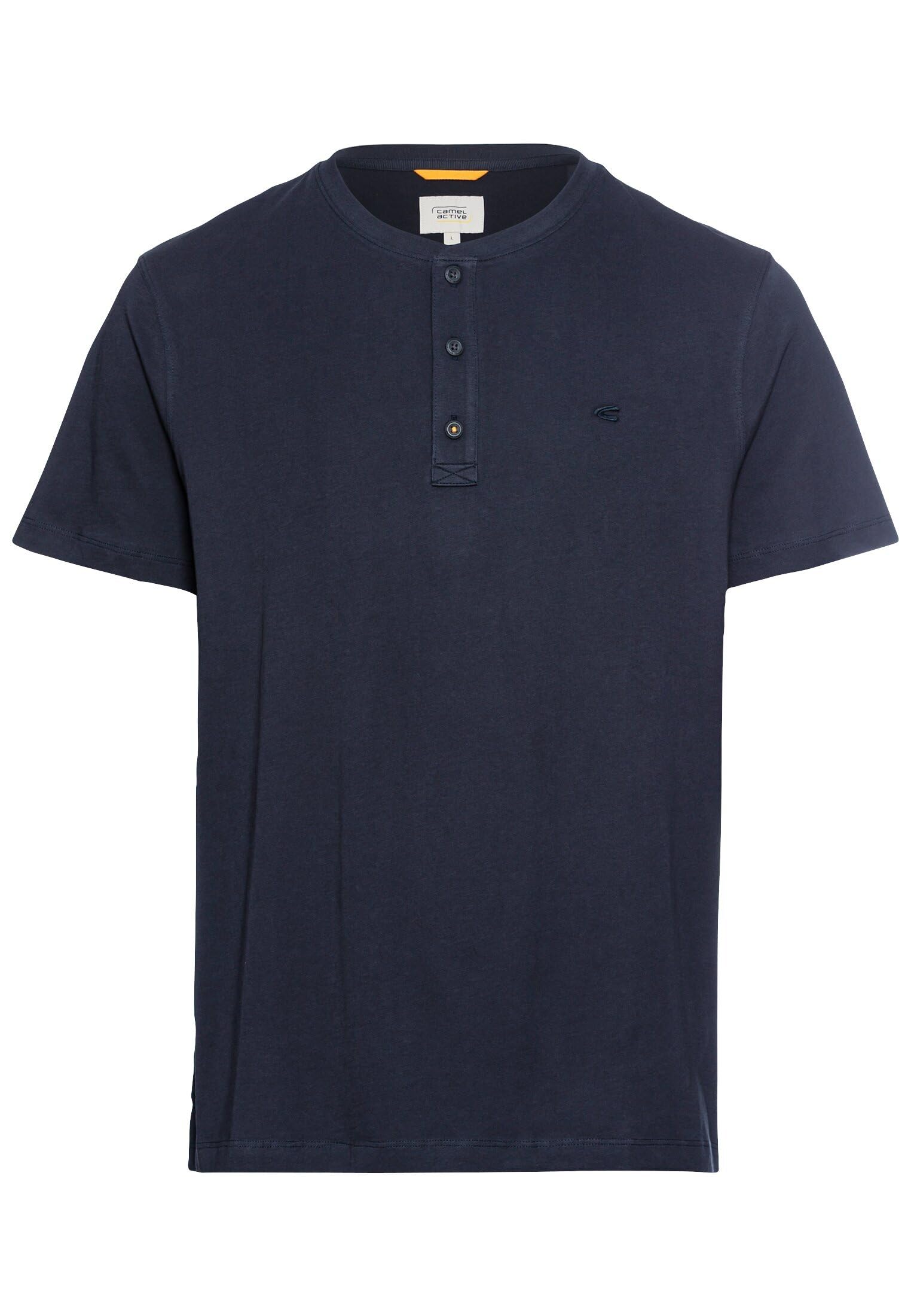 camel active Herren Kurzarm Henley T-Shirt mit Knopfleiste Dunkelblau, Menswear-XXL