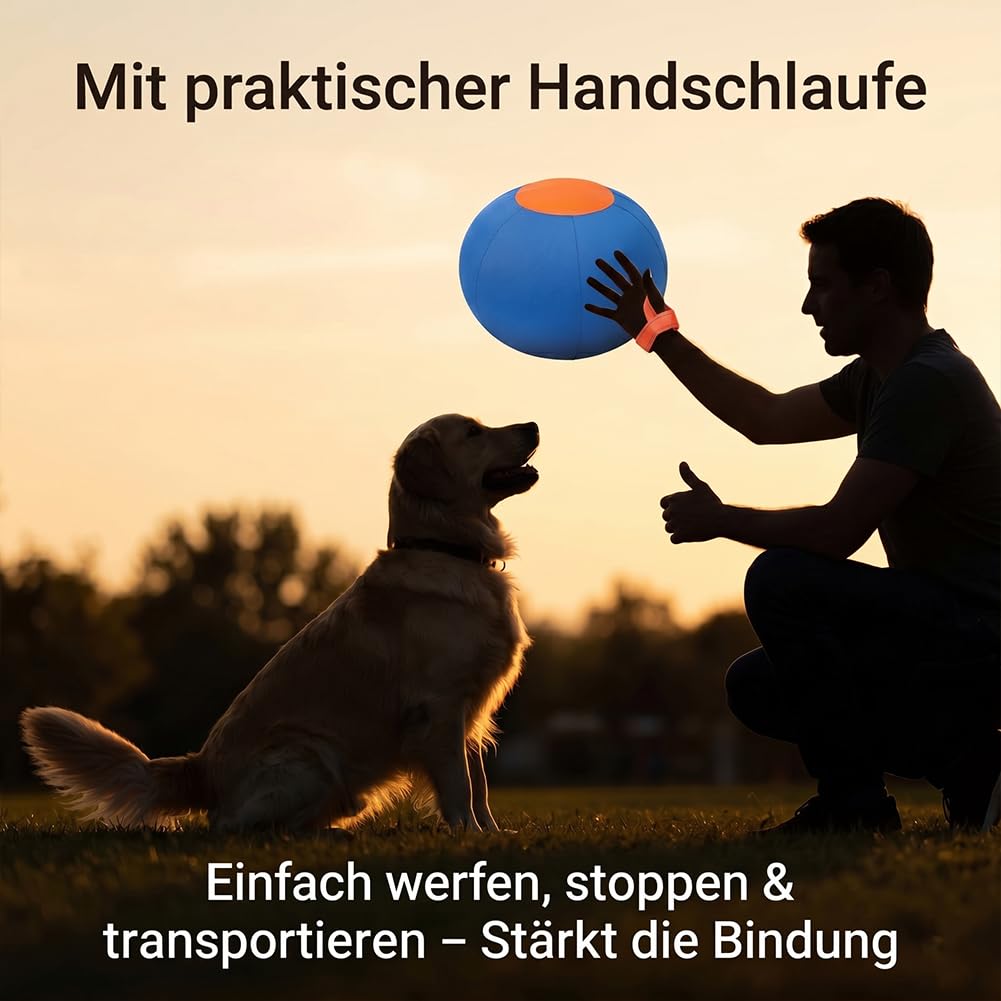 Herding Ball Hund | 45/55/65 cm großer aufblasbarer Jumbo-Ball | Reißfest mit Tragegriff | Riesen-Tennisball-Design für interaktives Training & aktive Auslastung (L:65CM)