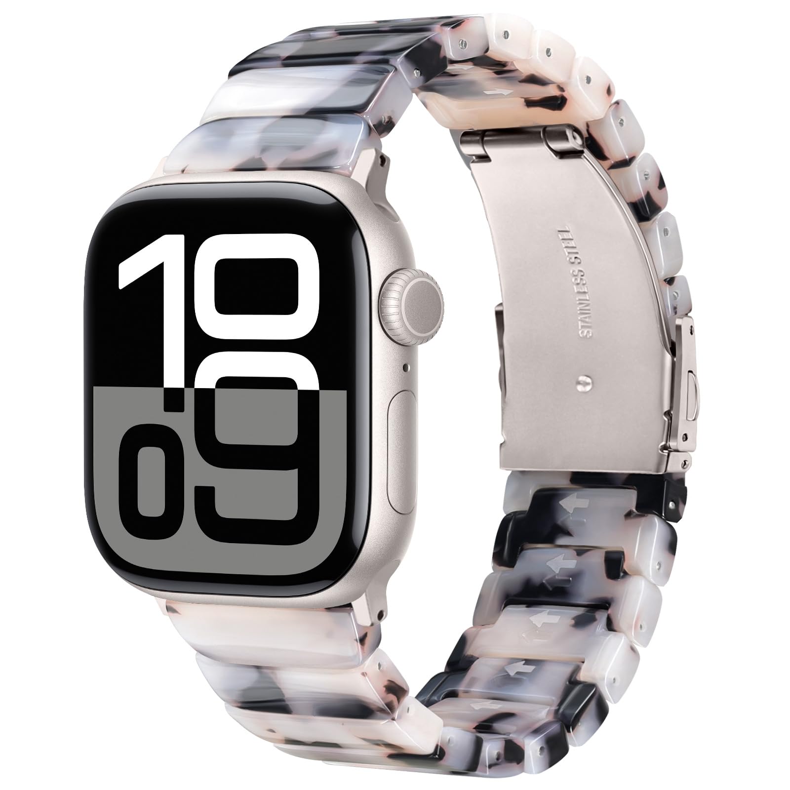 V-MORO Resin Band Compatible with Apple Watch Series 7/8/9/10/11 41/40/38/42mm, Women Fashion Strap for iWatch Series 6/5/4/3/2/1/SE, Lightweight Bracelet Wristband Replacement, Ivory White-Rose Gold — view 20