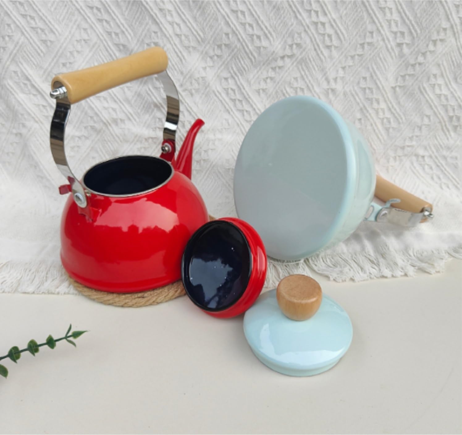 Tea Kettle Stovetop 1.4L Enamel Teapot Kung Fu Tea Kettle Flower Tea Pot Stovetop Tea Kettle Enamel Tea Coffee Tea Kettle Pour Over Kettle (Blue 20 * 16cm)