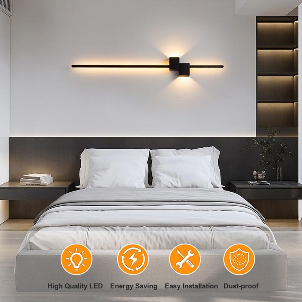 Foco LED, luz de Pared Lineal de Barra Delgada con, lámpara de Pared LED para Interiores, lámpara de Pared de Tira Larga LED, Pasillo de baño, Sala de Estar, Fondo