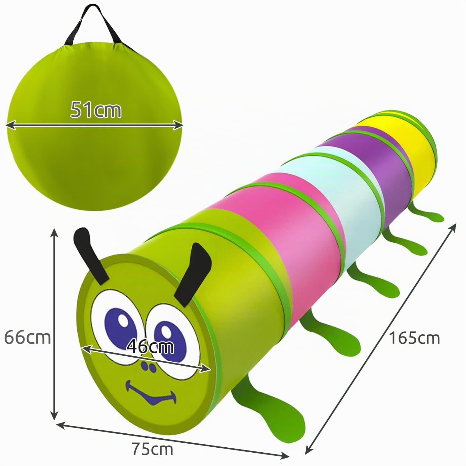 KRUZZEL Tunnel da gioco Pup-Up 46 x 165 cm, multicolore 23926