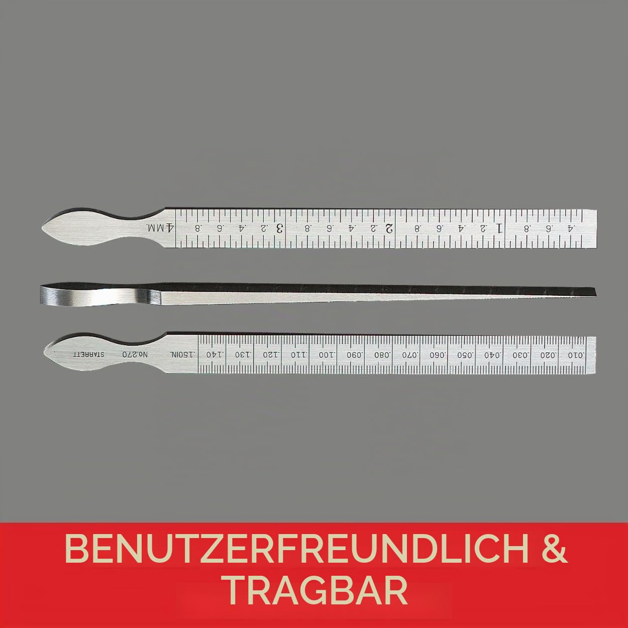 Starrett 270 7/16 Zoll x 6-1/4 Zoll Taper Gauge Edelstahl, Messkeil, 0.3 bis 150 Millimeter, 11mm x 160mm (B x L), Präzisionsabstandsstück