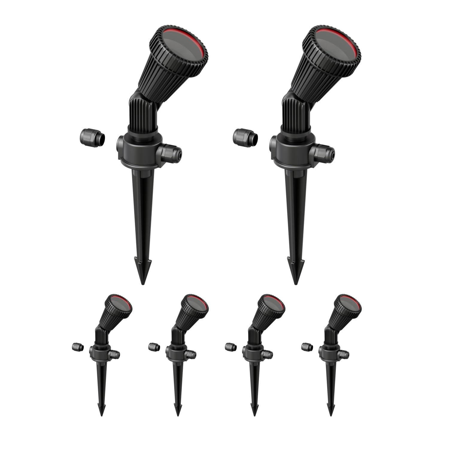 ledscom.de 6x faretti da giardino con picchetto a terra PIRK per esterni, IP44, nero, 1x GU10 max. 15W