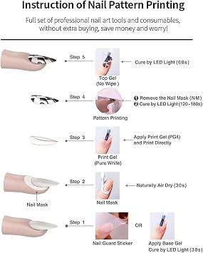 Smart Nail Printer, Automatic 3D Nail Art Printing Machine, App Control, Simple 3 Steps, For DIY Fingernails Design Printing, Home and Outdoor Use
