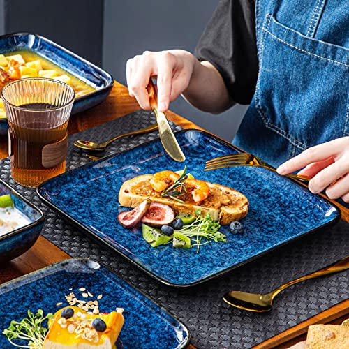 Image of Macaron Dinner Plates Set of 4, 8.5 Inch Serving Ceramic Plates for Steak Pasta Salad Snacks Dessert, Easy to Clean Salad Plates Colorful Plates for Family, Party, Restaurant Use, Multicolor