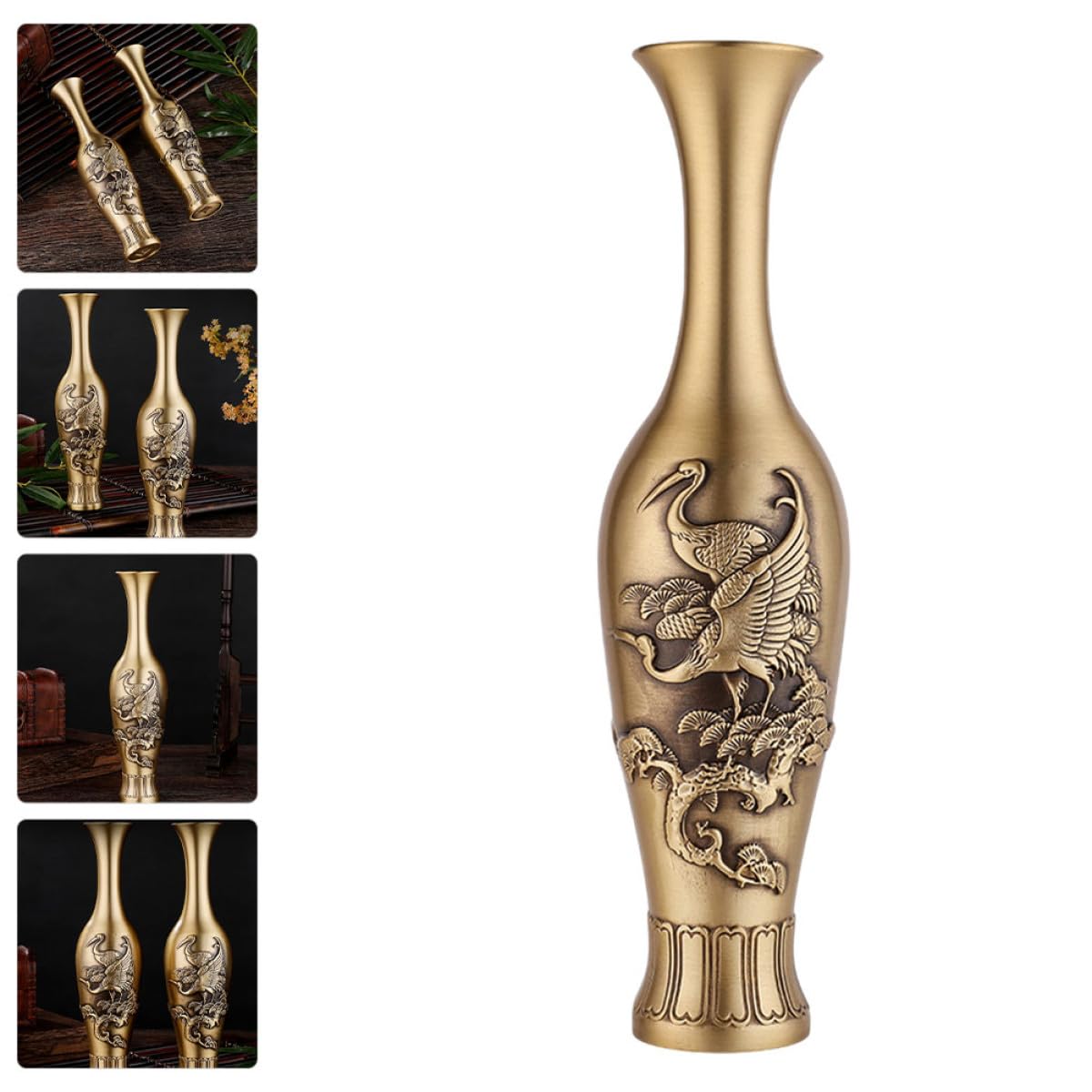 CALLARON Metallvase aus Messing mit Langer Lebensdauer für Wohnzimmer Dekoration und Elegante Tischdeko Stilvolle Hohe Vase für Frische und Künstliche Blumen