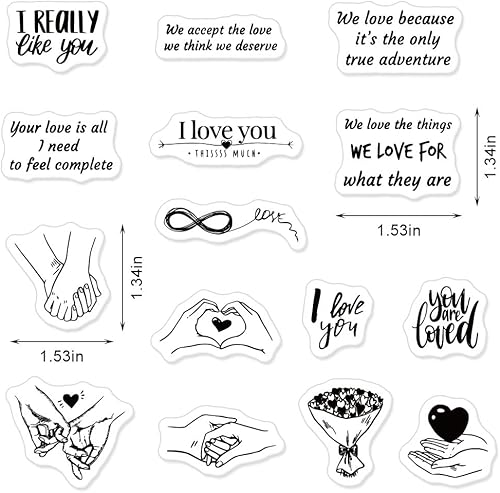 Miniatura 2 de Sellos transparentes de manos de San Valentín para hacer tarjetas, palabras de amor decorativas con sentimiento, sellos de silicona transparente