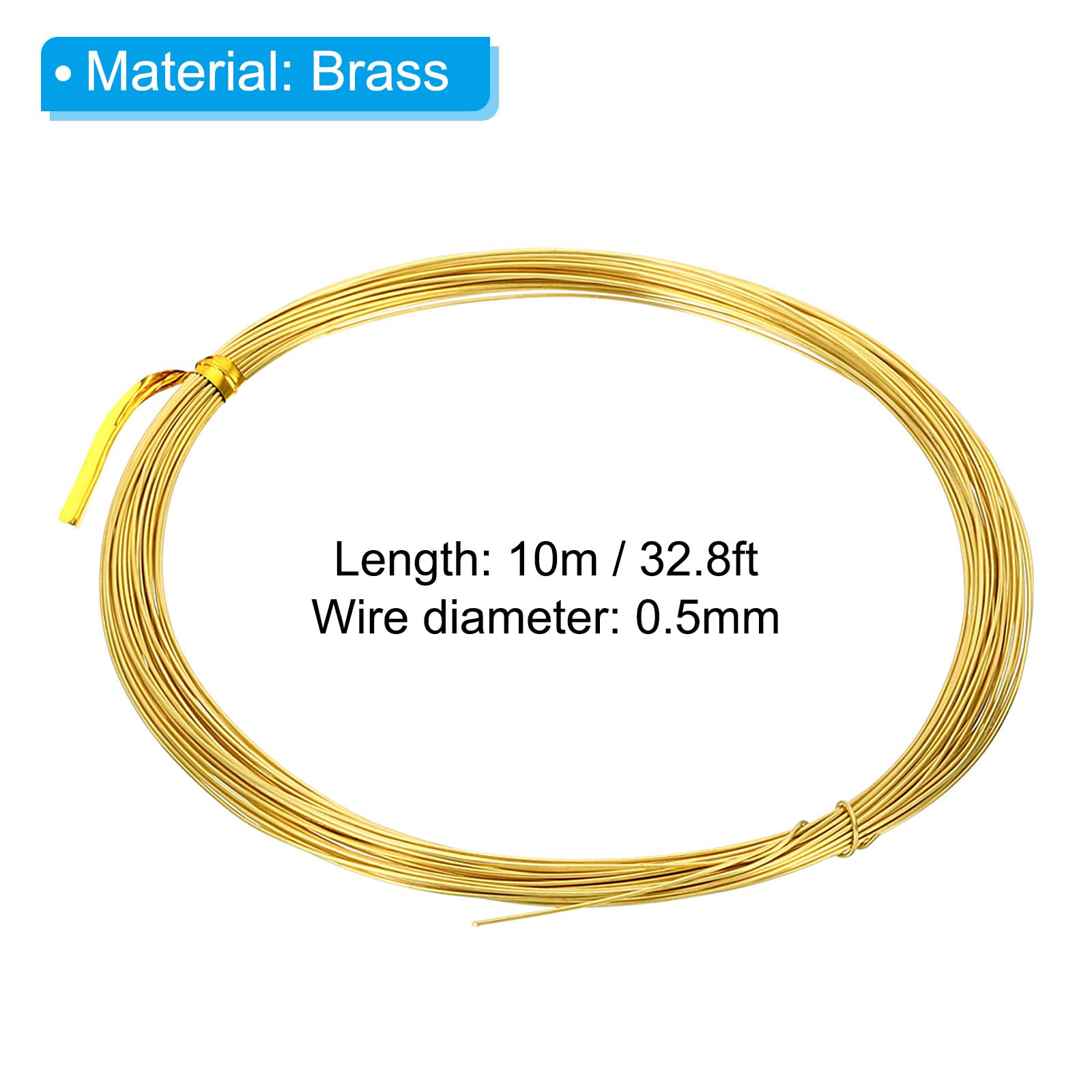PATIKIL Half Hard Brass Wire, 2Pcs 24Gauge/0.5mm Diameter 10m/32.8ft Pure Craft Wire for Jewelry Making Beading Garden Plants - Image 2