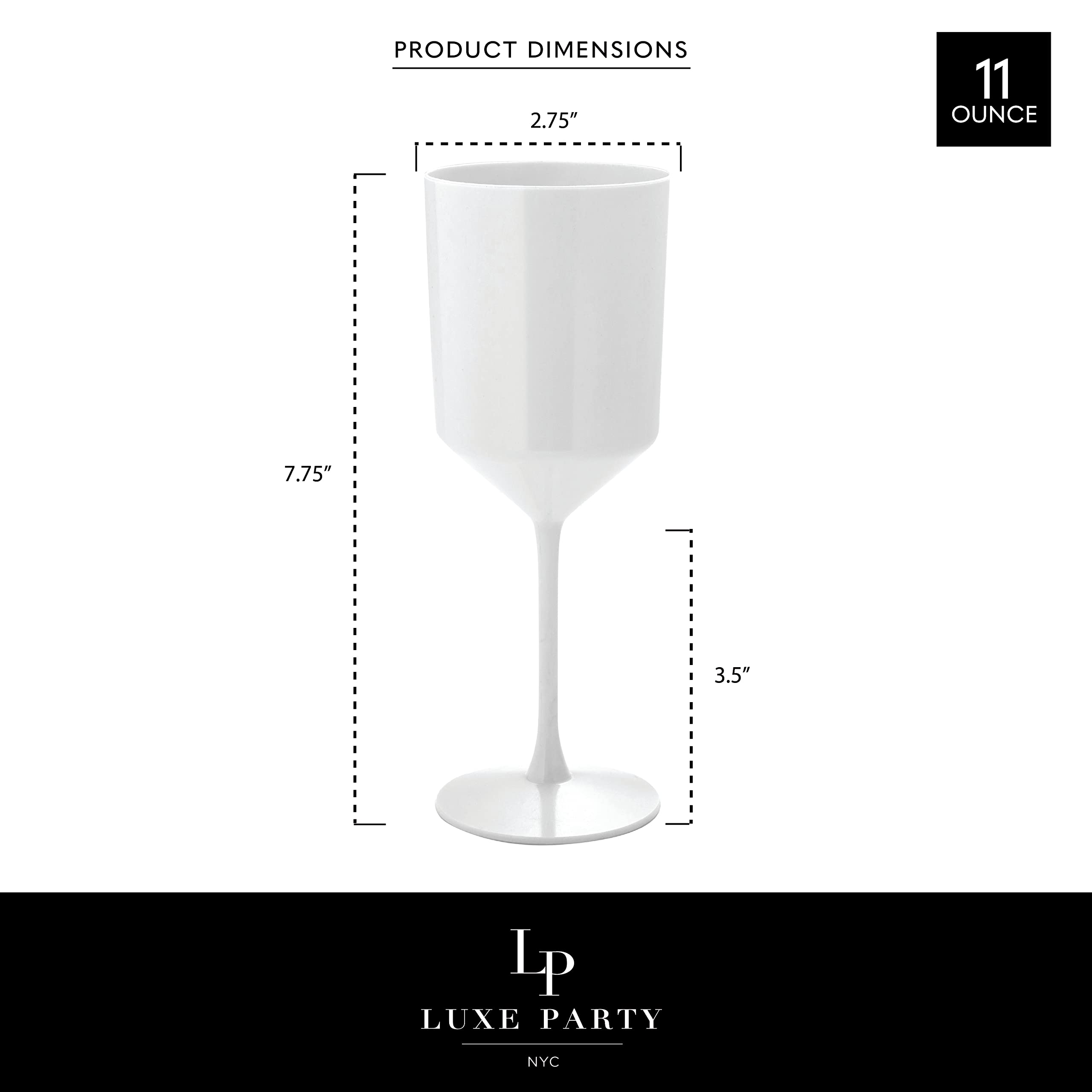 7 Oz 1-Piece White Plastic Disposable Wine Goblet - 8 Pack - Posh Setting - View #5