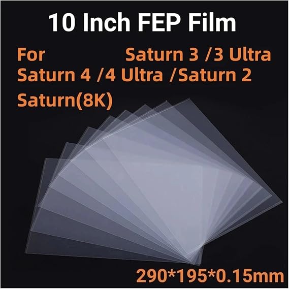 ELEGOO Saturn 3/4/2 Series UV Resin 3D Printer Compatible 10 Inch FEP Release Film 290x195x0.15mm 5pcs