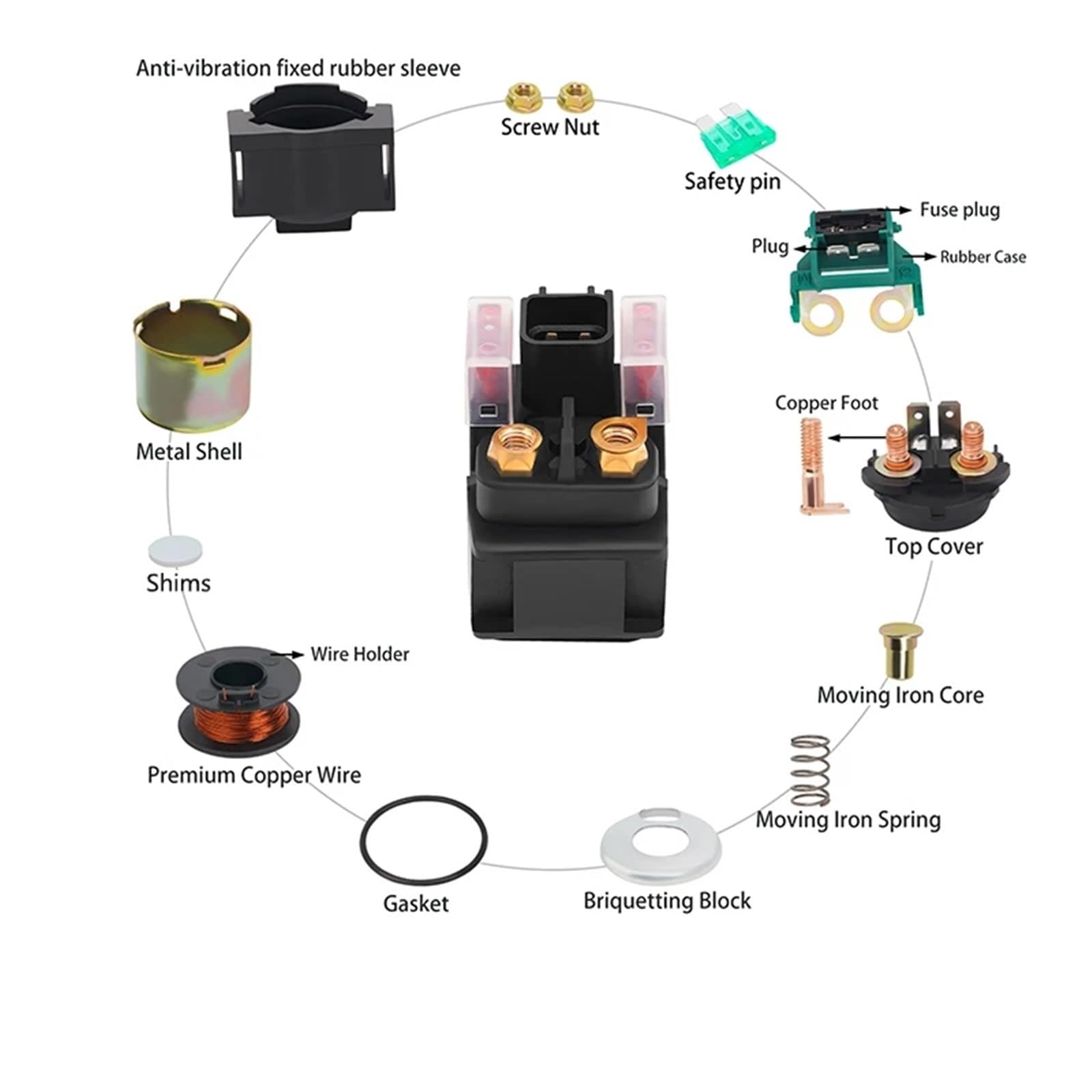 Rele Avviamento Moto Compatibile con Ducati per Hypermotard 2013-2016 Solenoide Avviamento Moto Ricambi Motorino di Avviamento per Solenoide Relè 39740081B