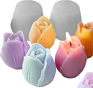 Wehous 2PCS Tulip Flower Silicone Molds 3D Floral Resin Candle Soap Mold Flower Fondant Chocolate Cake Decoration Mold Unique Wax Epoxy Resin Concrete Casting Polymer Clay Craft Home Decor Mould