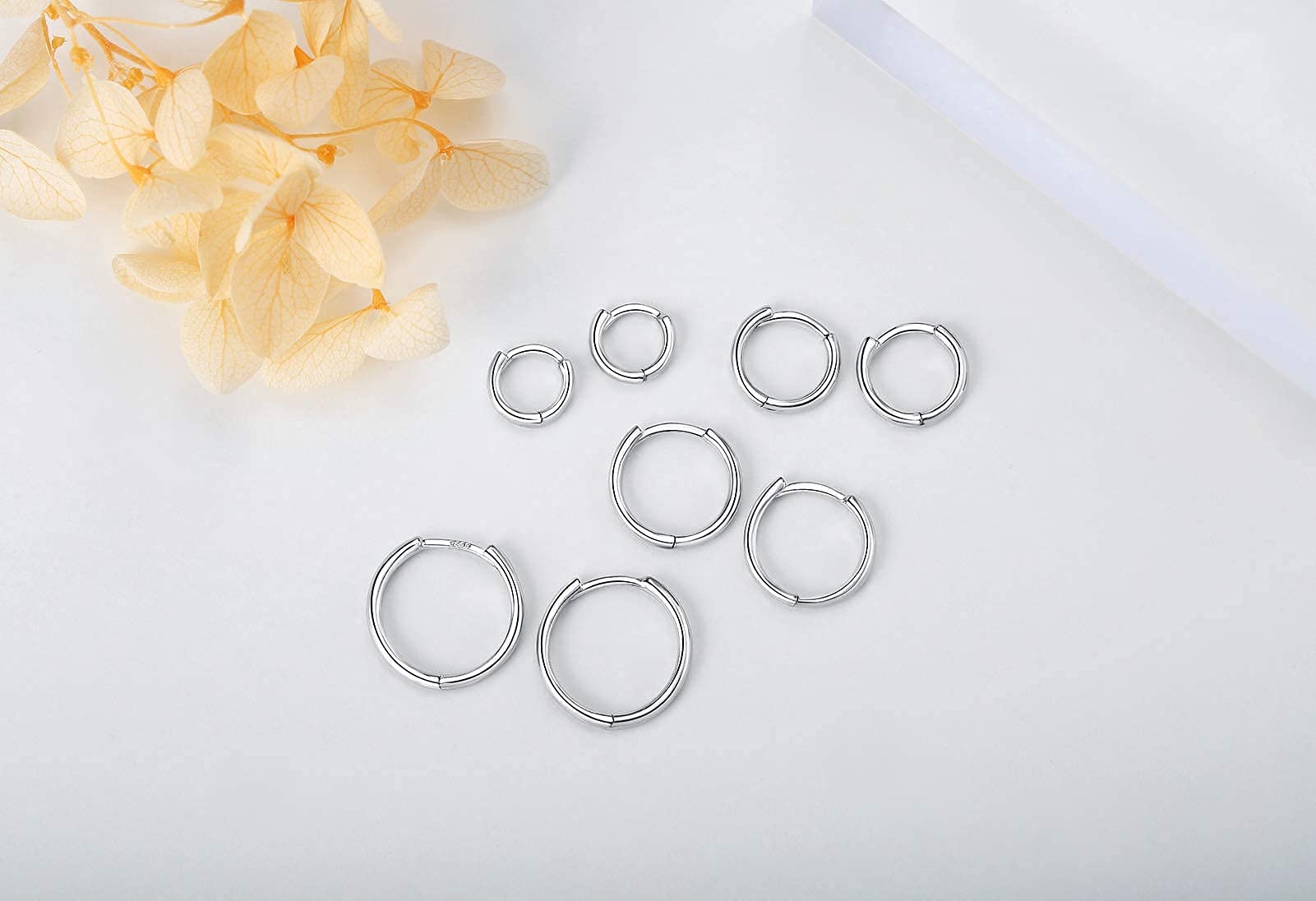 Arrancadas pequeñas de plata de ley 925, chapadas en oro blanco de 14 quilates, infinitos, para cartílago, para mujer, hombre y adolescente, Base de chapado en oro, 7Plateado-3 pares 6/8/10 milímetros 8