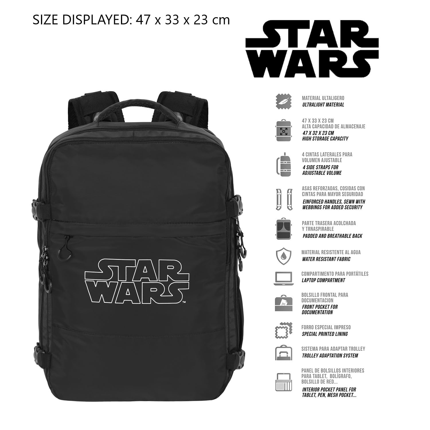 Star Wars Plecak unisex Mercury Cabin Bag (1 szt.), Czarny Star Wars, Underseat 40x20x25cm, Plecak Mercury