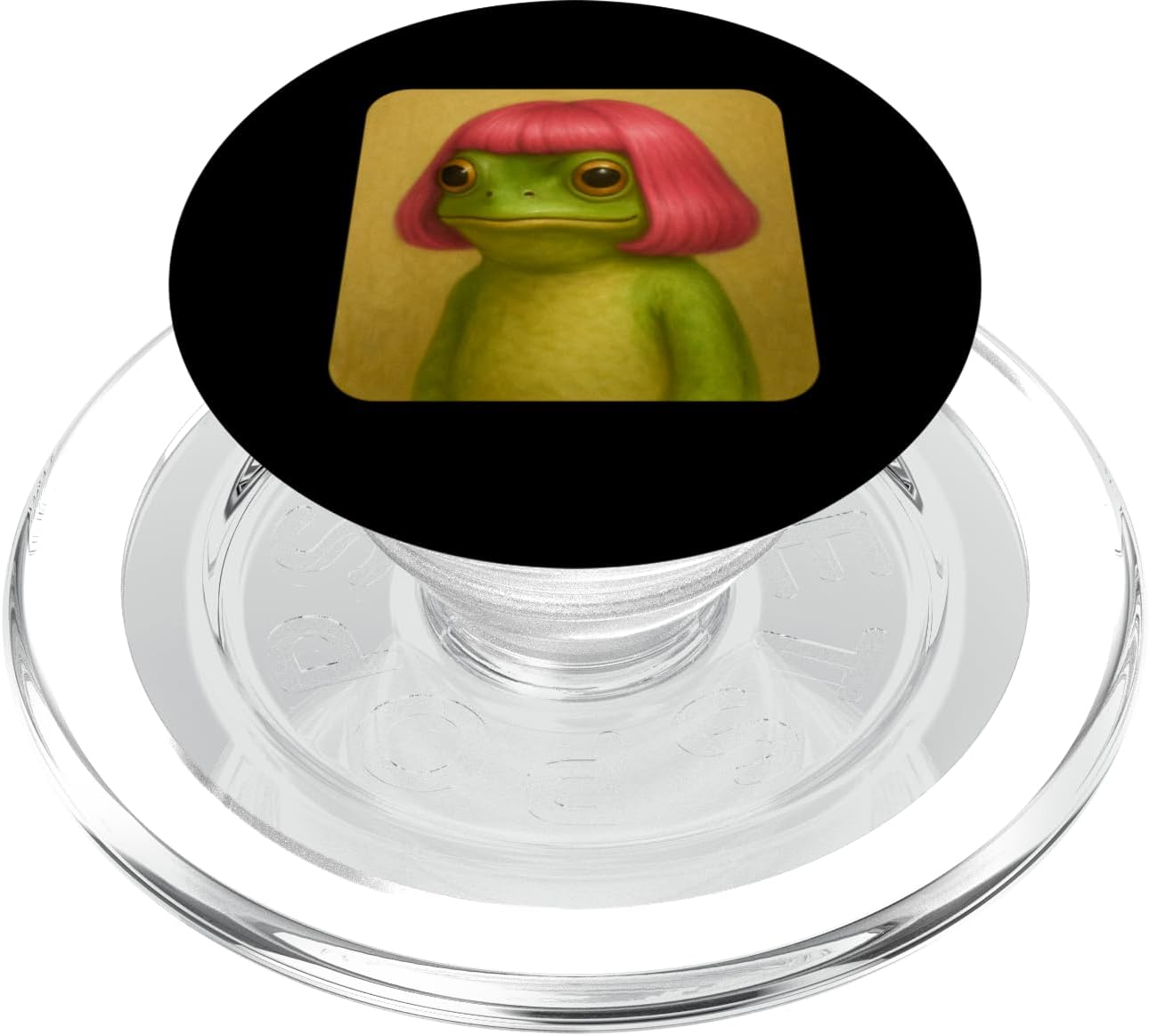 Funny Frog with a Bob Haircut Pink Hair Frog Meme Wig PopSockets PopGrip for MagSafe