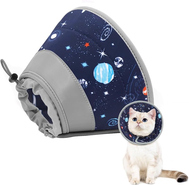 Colar Cone de Recuperação para Gatos em EVA e PU GoGoPaw, Ajustável e Dobrável, Cinza, Tamanho L