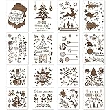 16 Stück Weihnachten Schablonen Vorlage Schneemann Weihnachtsbaum Rentier Schablonen Vorlage für Weihnachten Fenster Glastür Deko