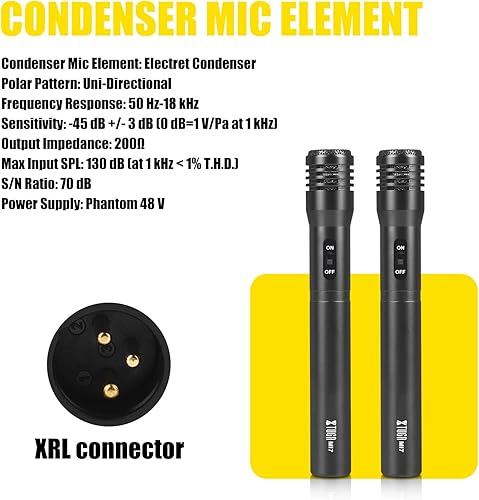 Miniatura 10 de XTUGA MI7 Kit de micrófono de batería dinámico con cable de 7 piezas, metal entero, juego de micrófonos de bajo para batería vocal, otro instrumento
