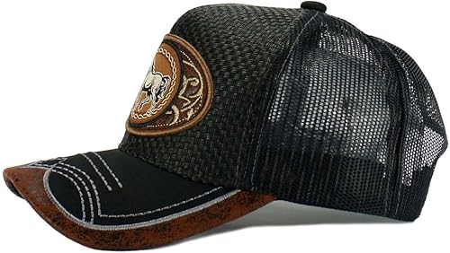 Miniatura 4 de Rodeo Cowboy Sombrero de paja Bull RiderCaballo Bordado Malla Trucker Estilo Occidental Snapback Gorra de béisbol