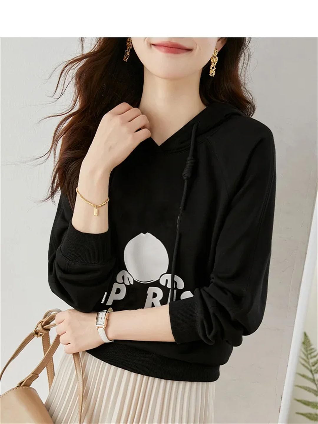 Sudaderas con capucha para mujer, con estampado bonito, de manga larga