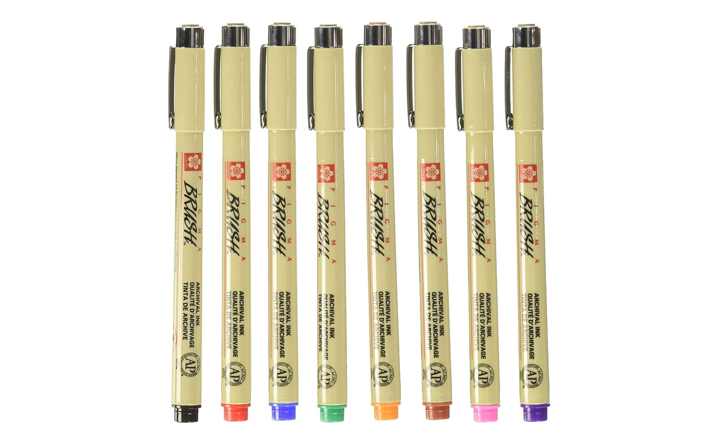Sakura Pigma Brush 8 Color Set Water based pigment with brush nib