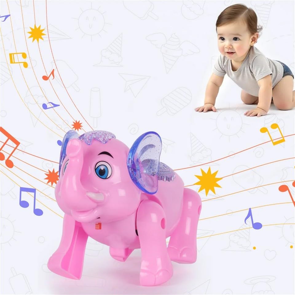 Image of Light-Up Walking Elephant Toy for Kids | Musical LED Flashing Animal Toy with Colorful Lights | Electric Moving Cartoon Elephant Toy for Toddlers, Boys & Girls | Fun Gift for Children