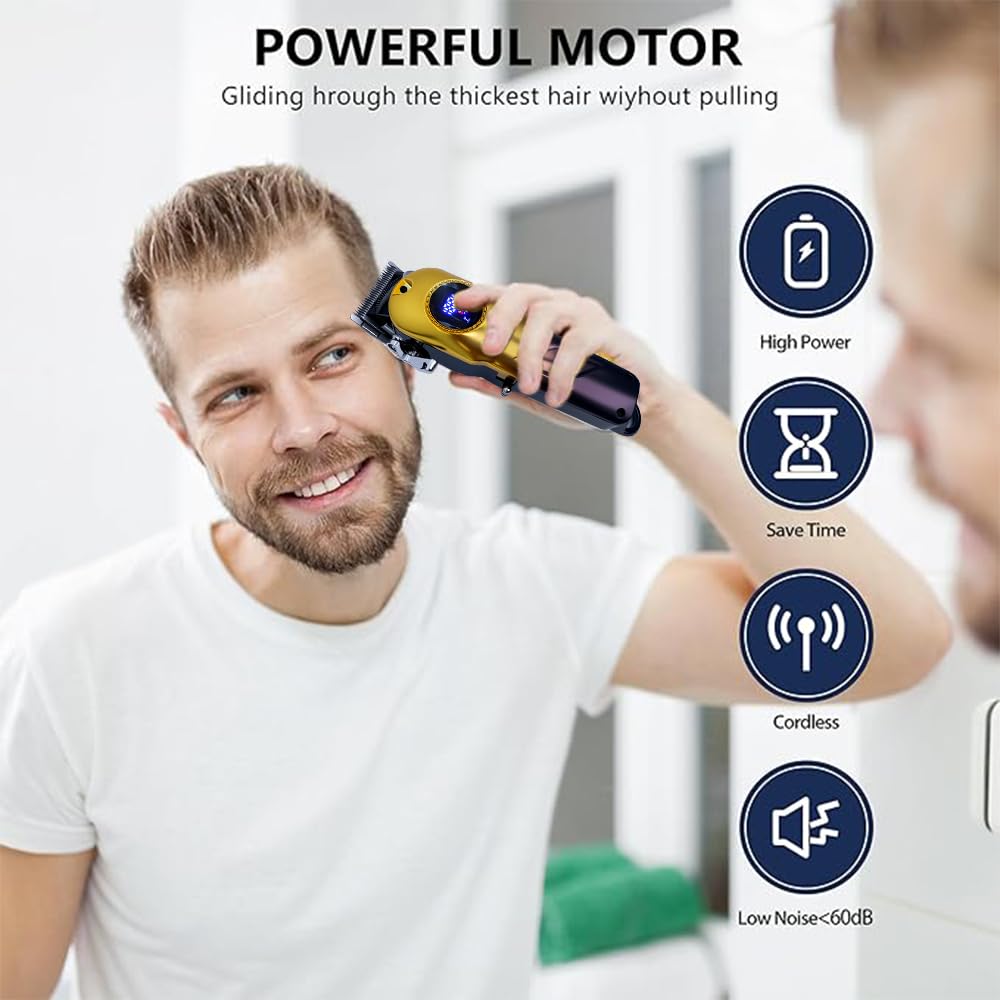 Professional Men's Hair Clippers, Trimmer Kit with LED Display