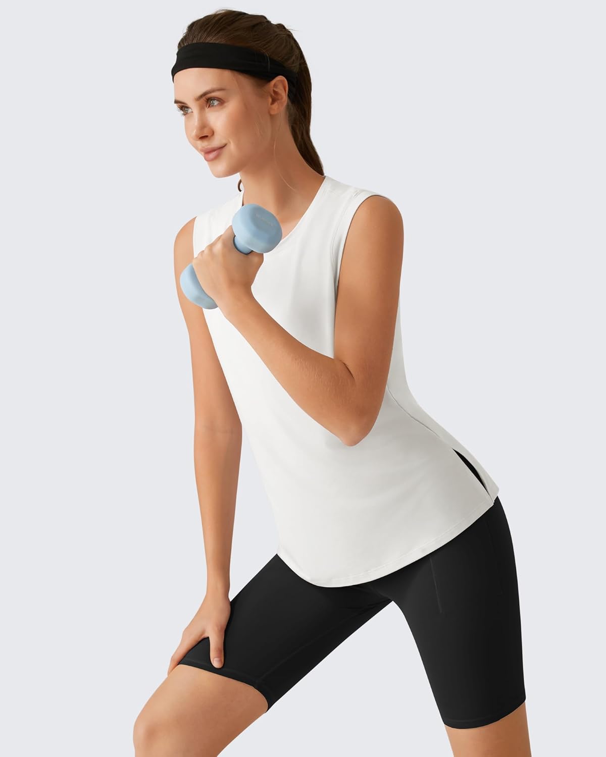 G4Free Side Slits Women's Workout Tank Tops Soft Loose Fit High Neck Athletic Tanks Stretch Sleeveless Gym Running Top - Image 4