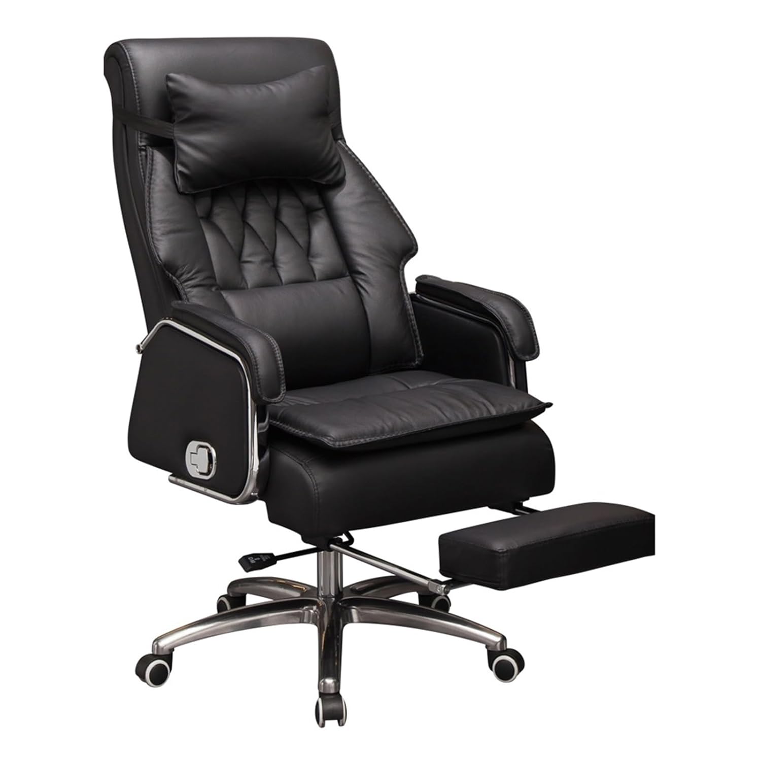 High Back Leather Office Chair Height Adjustable Executive Recliner Computer Desk Chair Gaming Racing Chair with Footrest Lumbar