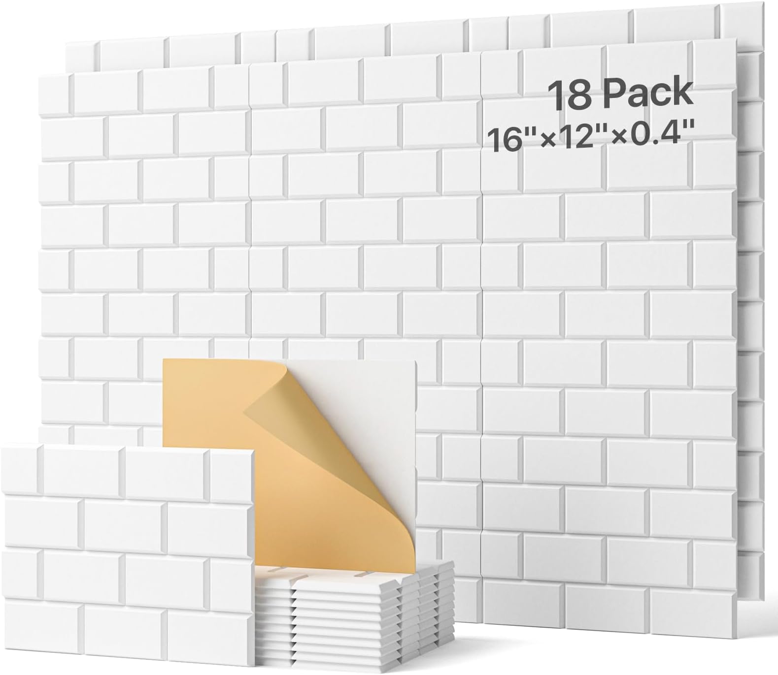 Soundsbay Upgrade Acoustic Panels 18 Pack, Soundproof Wall Panels Self-Adhesive 16"×12"×0.4" Acoustic Panels Sound Absorbing Brick Sound Proof Panels for Walls Decoration, Acoustic Treatment