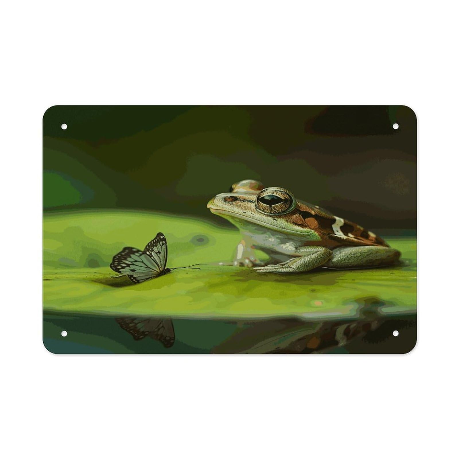 Fekiloot Style Frog And Butterfly Metal Signs Wall Art Tin Sign