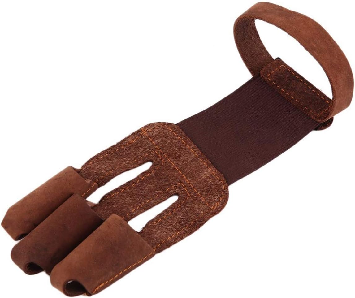 Yuehuam Arm Guard Finger Protective Gloves 3-Finger Design Archery Protect Glove Pull Bow Arrow Archery Shooting Glove Leather Single Glove : Sports & Outdoors