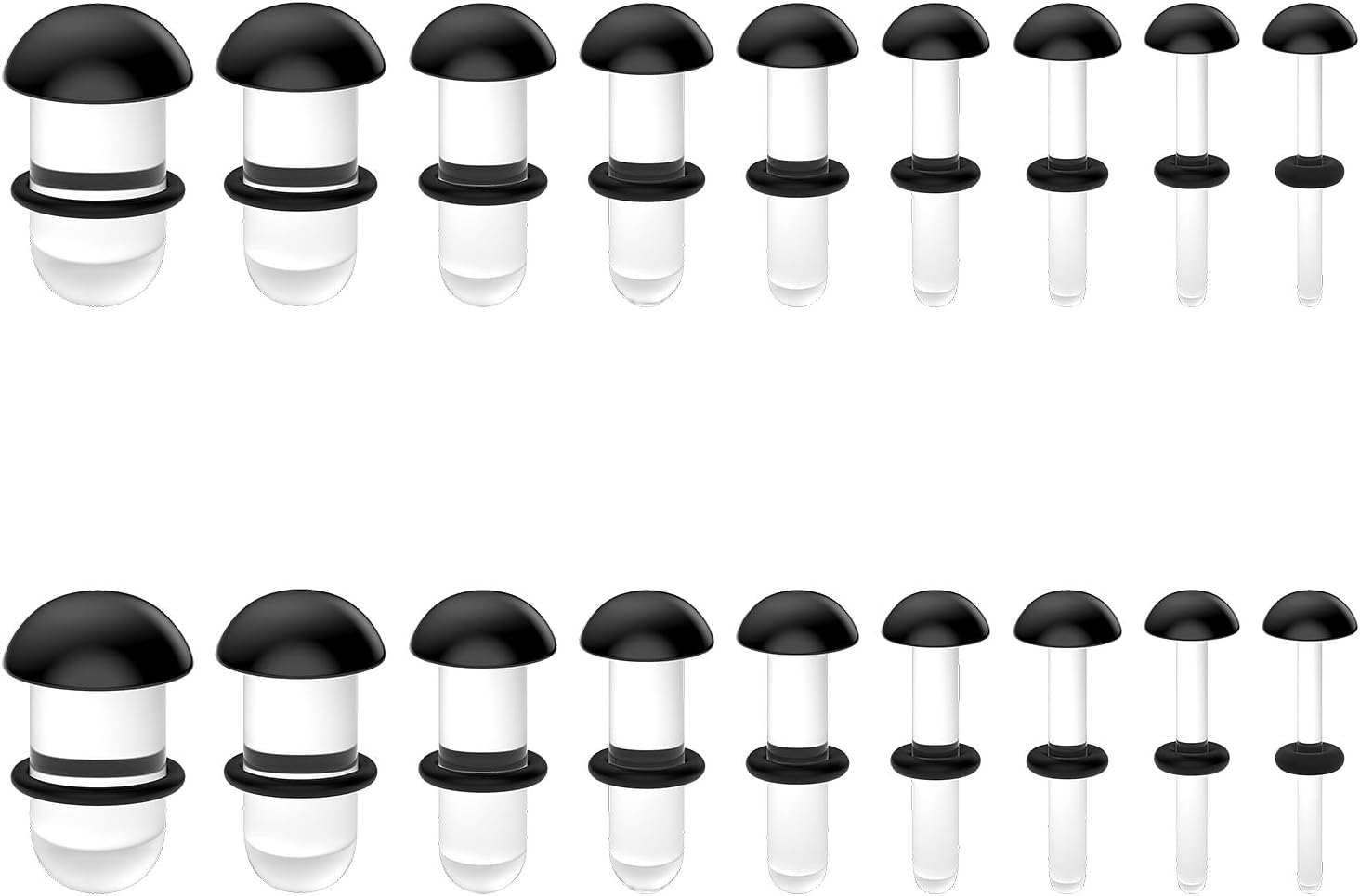 14G-00G Resin Glass Ear Gauge Plugs Stretching Kit for Ears Women Men Piercing Jewelry