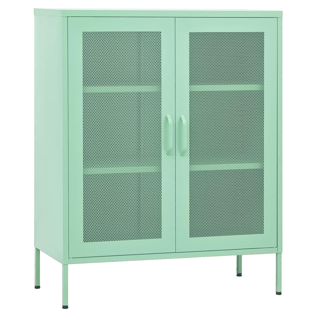 Armadietto in Acciaio Verde Menta 80x35x101,5 cm con 2 Ante in Rete