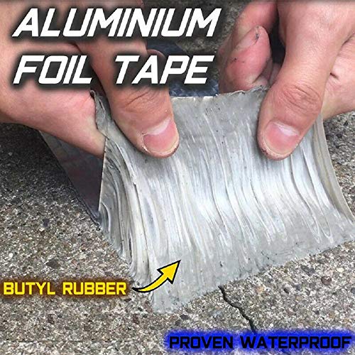 Preisvergleich Produktbild Starke Qualität wasserdichtes Klebeband Butylkautschuk Aluminiumfolie Tape, wasserdichtes Klebeversiegelung für Rohr Glas Boden Dach Fenster Wand (1.5mm*5cm*5m)