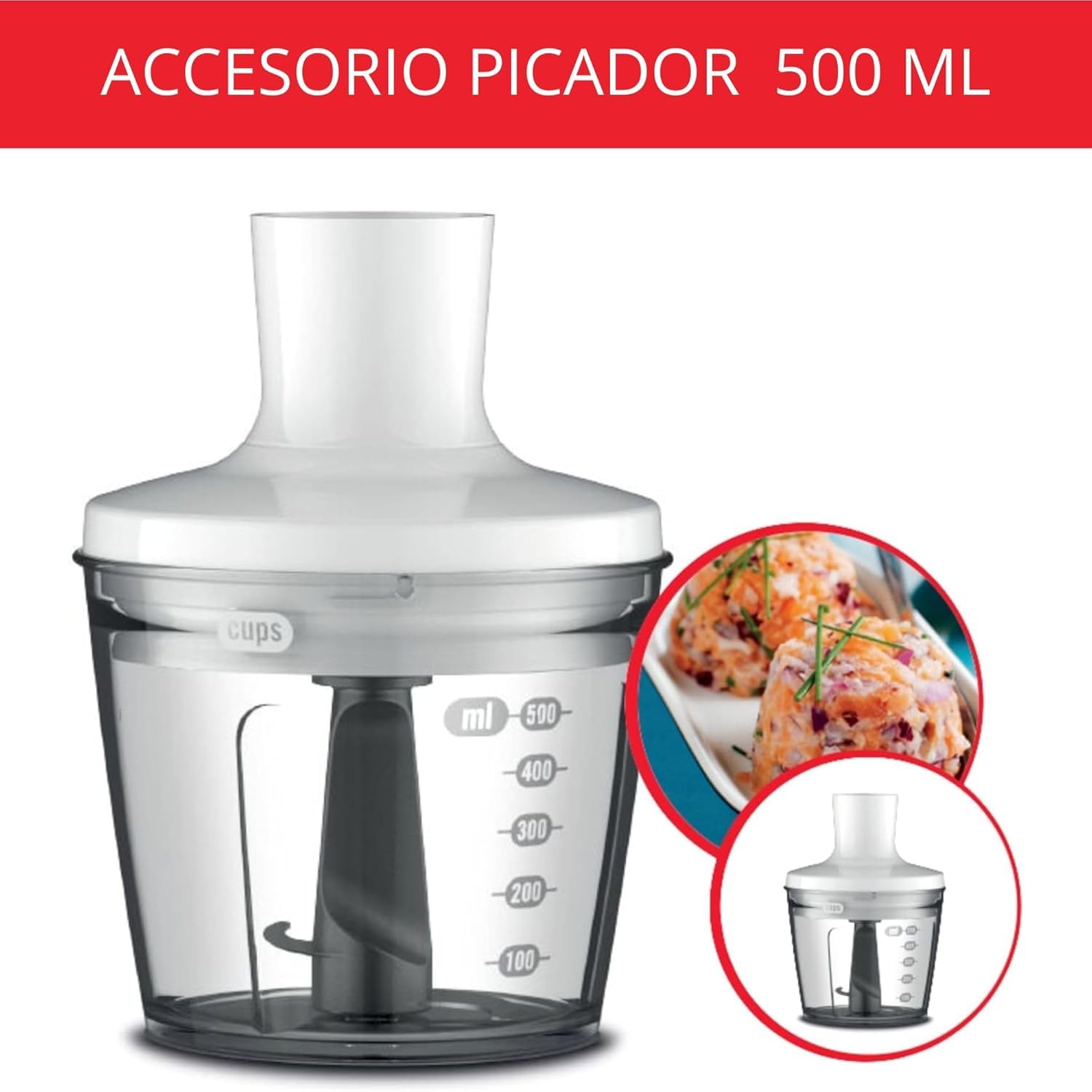 Moulinex Easychef, Batidora Mano 450W Cuchillas Zelkrom Vaso y Picadora | Vaso de 800 ml, picadora de 500 ml y diseño antisalpicaduras DD4521