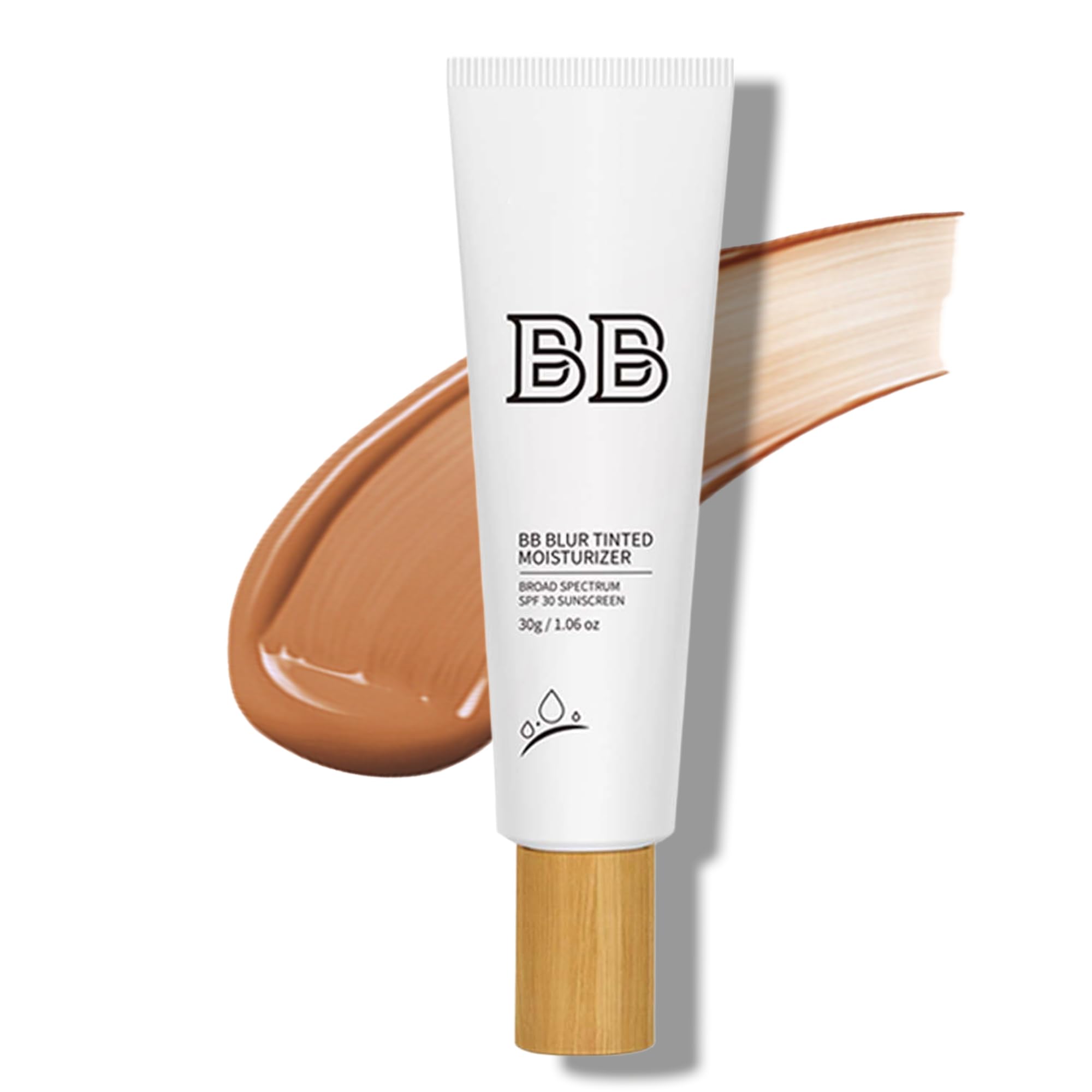 Tinted Moisturizer with SPF - BB Blur SPF 30 Broad Spectrum Lightweight Coverage Hydrating Primer for Light-Medium Skin