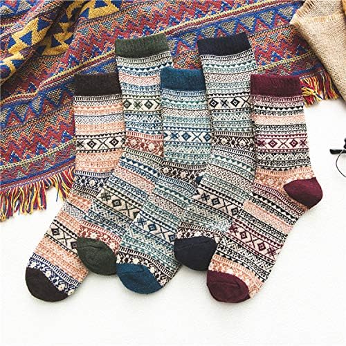 Men Socks/Women Socks, SMALUCK 5 Pairs Lady Socks Thermal Knit Warm Casual Wool Crew Winter Socks for Men Women