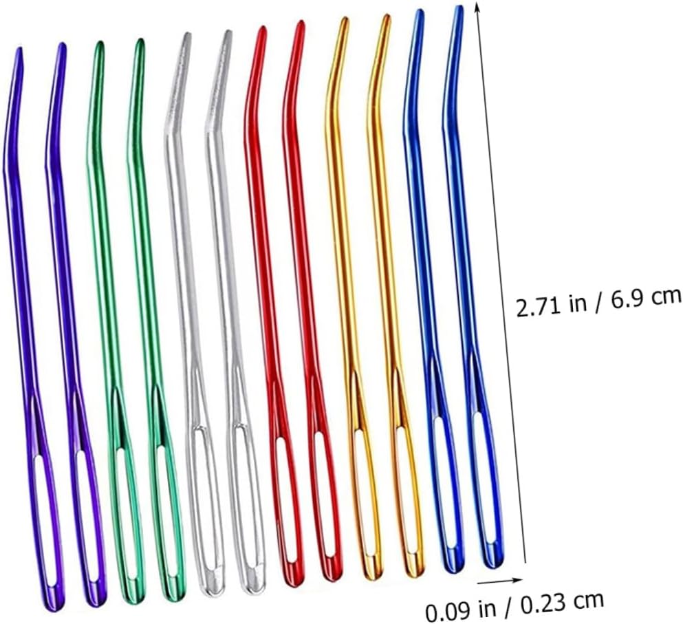 SOESFOUFU 12pcs Multi-Function Wear-Resistant Aluminum Yarn Darning Needles with Large Eyes for Household Sewing and Knitting Crafts Random Color