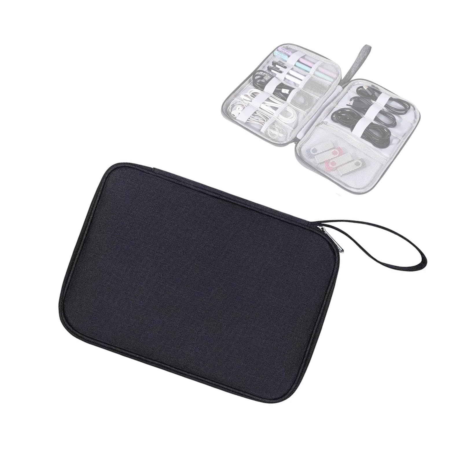 Borsa organizer per cavi Custodia viaggio impermeabile 2 pezzi | Waterproof Travel Pouch Universal Storage(Black)