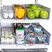 Refrigerator Organizer set of 6 Storage Bins, Including Drink Holder and Egg Holding Tray, by Kitchen Shaq