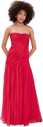 AMUR Womens Elea Asymmetrical Pleated Gown