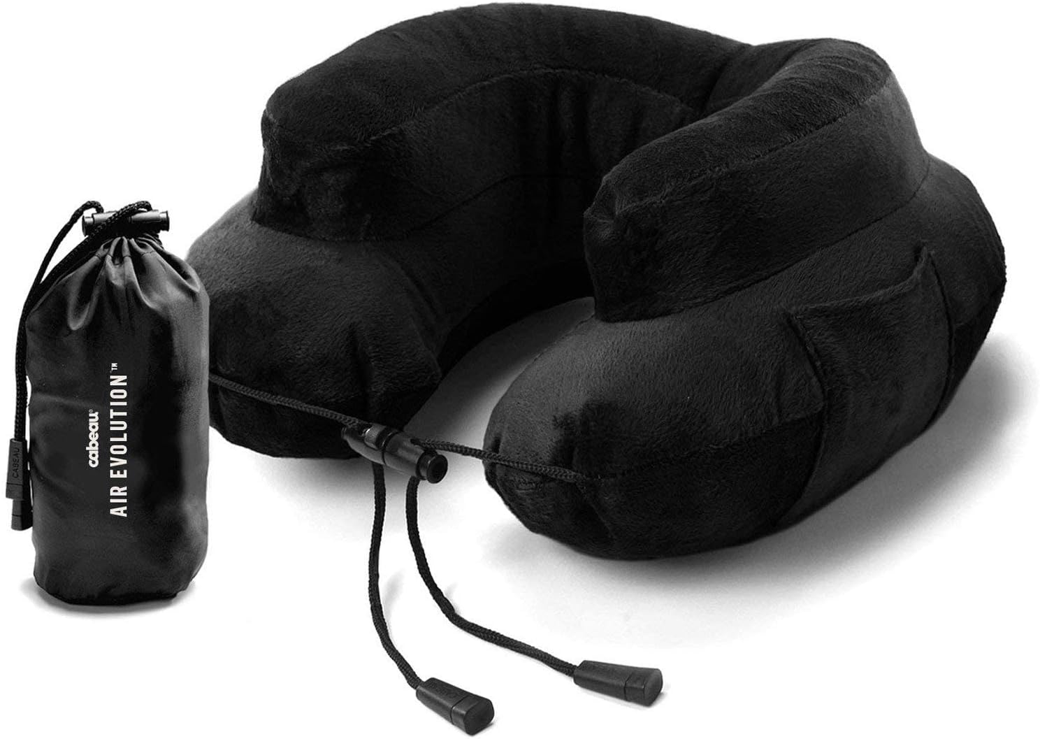 Cabeau Air Evolution Inflatable Travel Pillow and Case Inflatable Airplane Neck Pillow - Easy Storage - Washable Velour Cover - 360 Degree Comfort and Chin Support