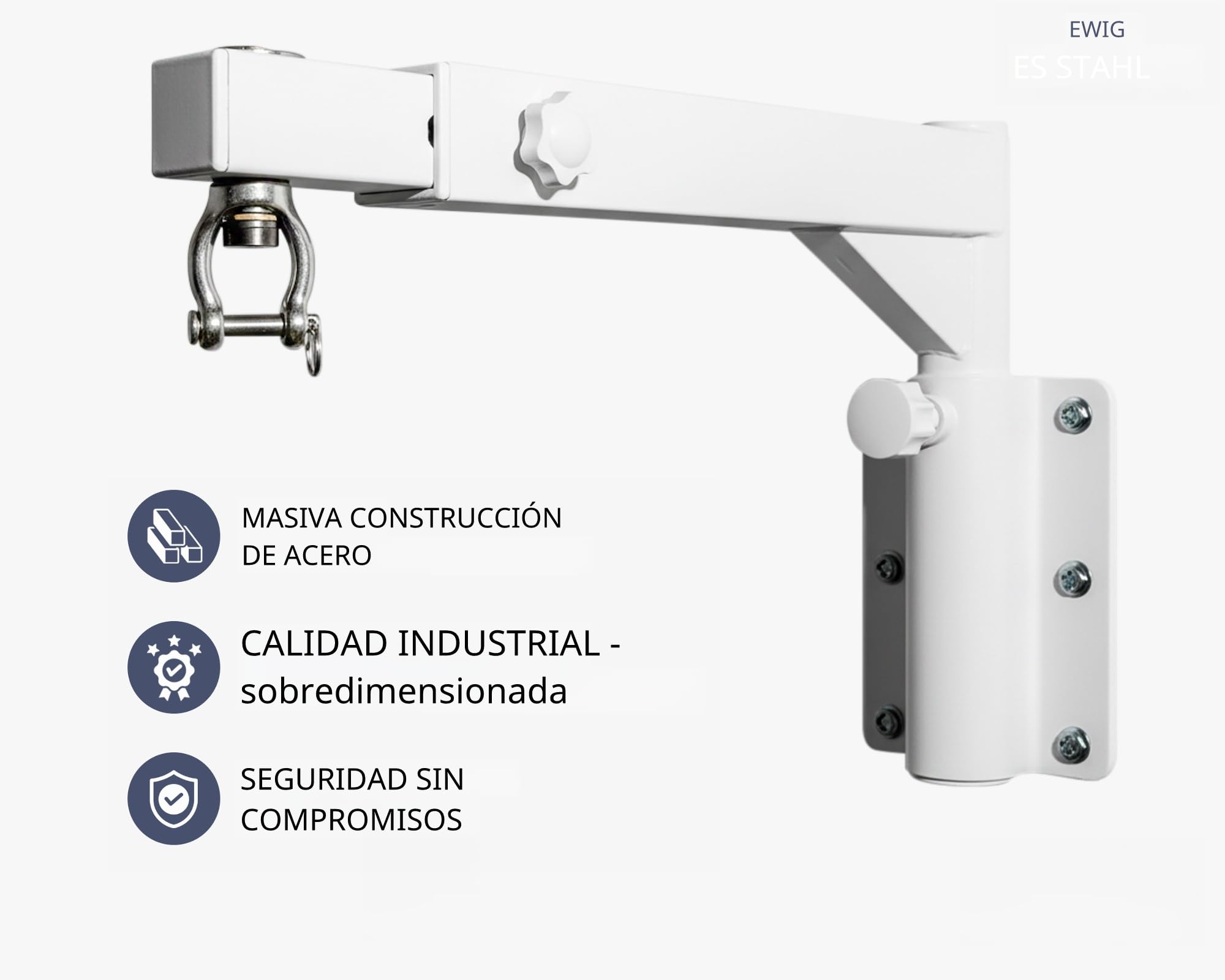 Elevador de cama blanco – ayuda estable para levantarse con mango triangular, soporta hasta 180 kg, altura ajustable