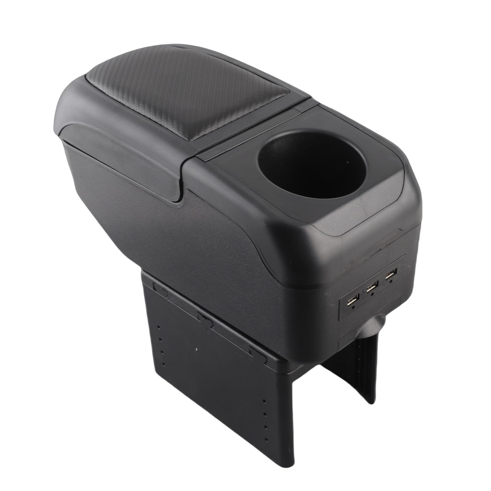 Dioche Box Bracciolo Universale per Auto con 6 Porte di Ricarica USB - Console a Doppio Strato per SUV, Camion e Automobili - Spazio per Il Massimo Comfort (Black)