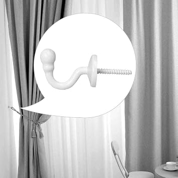 2 Pairs Curtain Hooks for Drapes, European Style Curtain Hook, White Window Curtain Holdback Hooks Tiebacks, Heavy Duty Wall Mounted Hooks for Curtain Cup Key Bags, Home Decorative Hooks